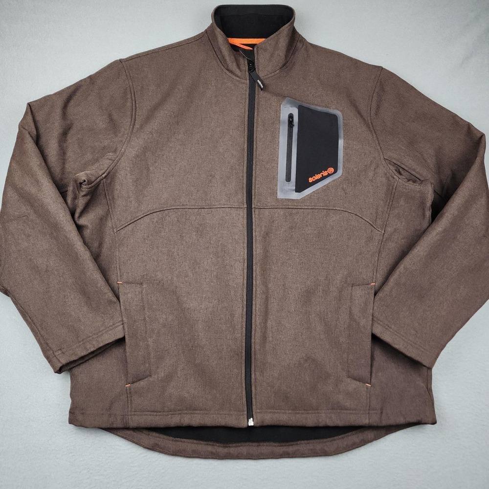 Solaris Softshell Jacket Mens XL Brown Lined Full Zip Hiking Outdoor Moto
